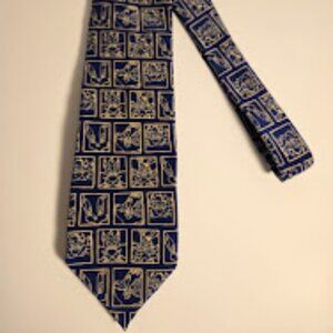 Vintage 90s Warner Bros Mens Neck Tie Bugs Bunny, Taz All over Print 100% Silk